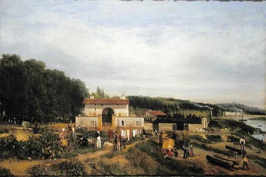 Ingang van het dorp Sevres, 1834