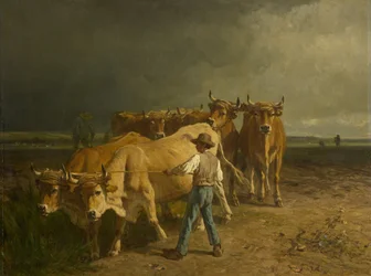 Ploegende ossen, 1860
