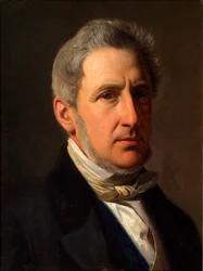 Deens: Portræt af godsejer Alfred Hage (1803-1872) Portret van de landheer Alfred Hage (1803-1872)
