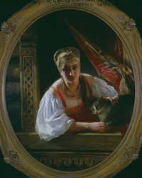 Russische schoonheid met kat