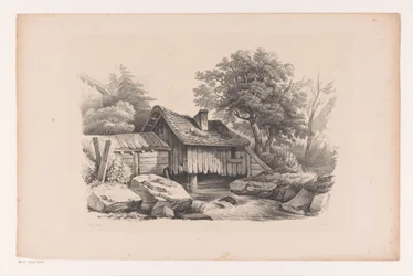 Houten huis boven rivier