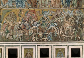 Het Laatste Oordeel (De duivel eet de zielen van de verdoemden) - Detail van de mozaïeken, ca. 1270