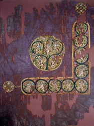 Koptische kunst: Wandkleed met oogstliefde (4e eeuw na Christus), Parijs, Musée du Louvre