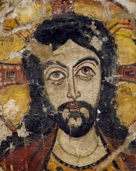 Hoofd van Christus ondersteund door twee engelen (detail)