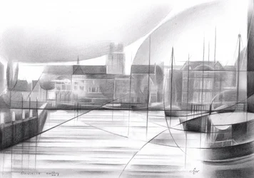Abstracte havengezicht