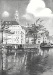 Weerspiegelingen in het stadskanaal