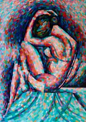 Contemplatieve mozaïekvrouw