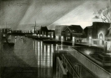 Nachtelijke gloed op het kanaal
