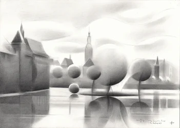 Surrealistische weerspiegelingen in het stadsbeeld