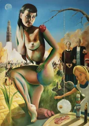 Surrealistische naaktfantasiescène
