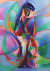 Levendige abstracte vrouw