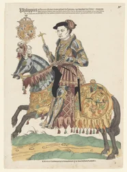 Portret van Filips II te paard