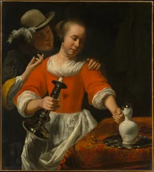 Een jonge vrouw en een cavalier