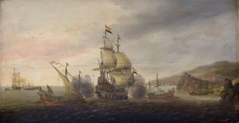 Zeeslag tussen Nederlandse oorlogsschepen en Spaanse galeien