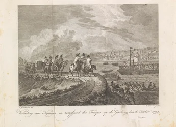Fransen beschieten de vluchtende troepen op de Gierbrug, 1794 Verlaating van Nymegen en rampspoed der Troupes op de Gierbrug, den 16 October 1794