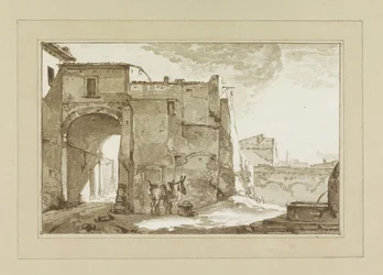 Poort met Reiziger en Muildier