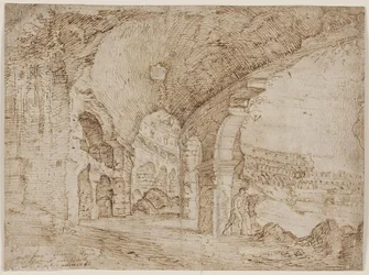 Deel van het interieur van het Colosseum in Rome