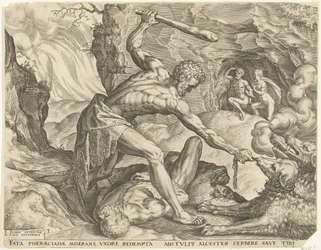 Hercules sleept Cerberus de hel uit