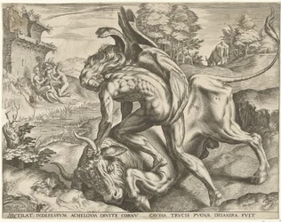 Hercules worstelt met Acheloüs