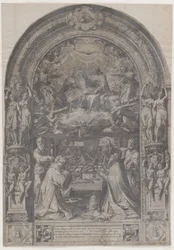 De Kroning van de Maagd met St. Laurentius, St. Paulus, St. Petrus en St. Sixtus, 1576