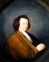 Een portret van een man, halve lengte, zittend, 1680