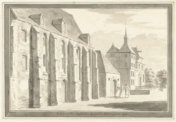 Gezicht op de kerk en het huis te Ootmarsum