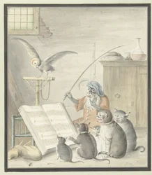 Interieur met kattenconcert