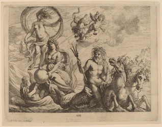 Neptunus met Twee Paarden op Zee