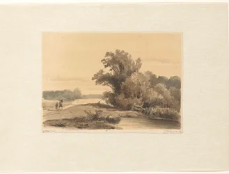 Landschap bij Brederode met wandelaars op een pad