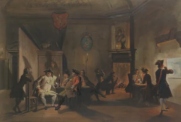 Interieur met militaire officieren