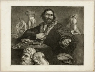 Portret van Andrea Odoni, uit Cabinet Reynst; Variarum imaginum a celeberrimis artificibus pictarum Caelaturae (Cabinet Reynst: Gravures van verschillende afbeeldingen geschilderd door beroemde kunstenaars)