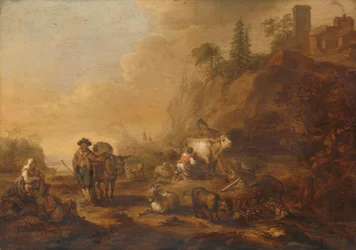 Landschap met herders en hun kuddes