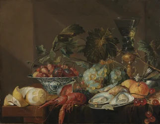 Stilleven met Kreeft, Oesters en Fruit, laat 1600s of vroeg 1700s