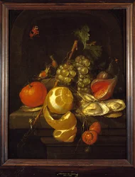 Stilleven met fruit en oesters, midden 1650s