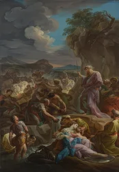 Mozes slaat water uit de rots. 1743-44
