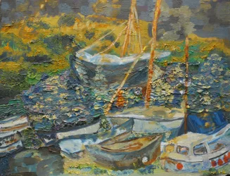 Haven van Mousehole, rustende boten