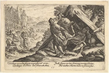 Dronkenschap van Noach: Sem en Jafet bedekken het naakte lichaam van Noach, 1612