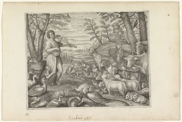 Orpheus betovert de dieren met zijn muziek Metamorfosen van Ovidius