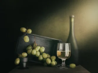 Witte wijn en druiven