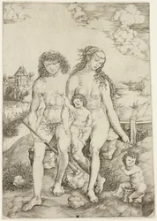 Adam en Eva met de kinderen Kaïn en Abel