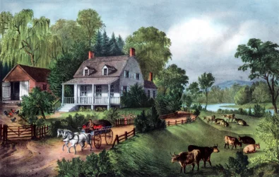 Amerikaanse boerderij in de zomer
