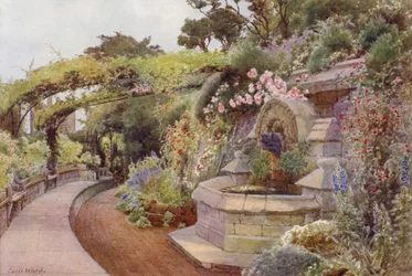 De tijd van rozen, fontein terras, Norman Tower Garden