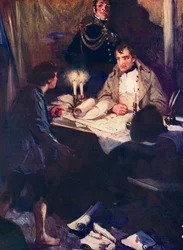 Jonge Jongen nadert Napoleon met Kritische Militaire Inlichtingen