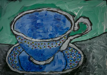 Blauw bloemetjes theekopje