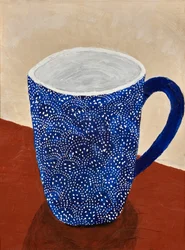 Blauwe mok met patroon