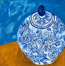 Elegante blauwe bloemenpot