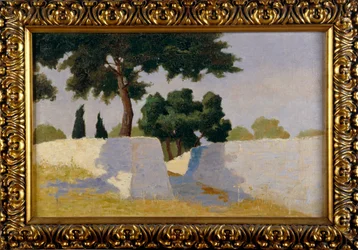 Landschap met witte muren