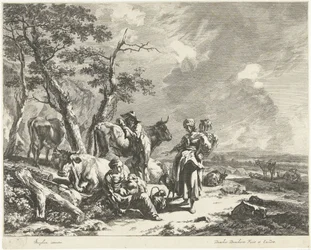 Middag: herdersfamilie rust met kudde