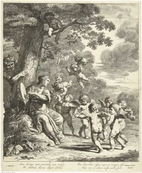 Pan en Syrinx met dansende putti