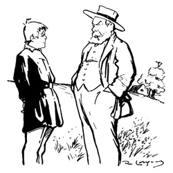 Illustratie voor het toneelstuk geproduceerd door Jules Renard uit zijn roman "Carrot Head"